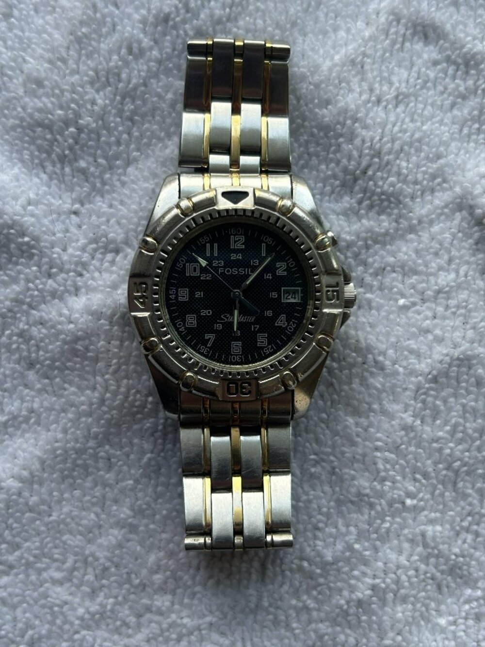 Fossil Star-Master Watch Women 28mm Two-Tone Blue Luminous Stainless New Battery